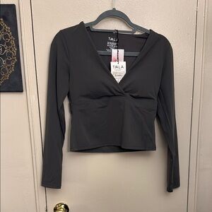 Tala olive green dayflex long sleeves v neck top